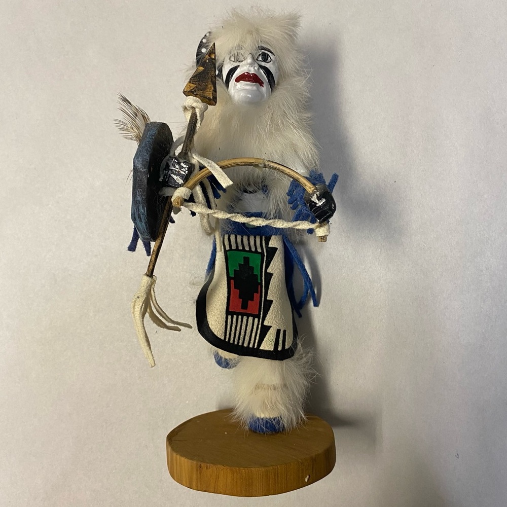 White Buffalo Warrior Kachina Navajo Native American Art Signed Yazzie NWOT